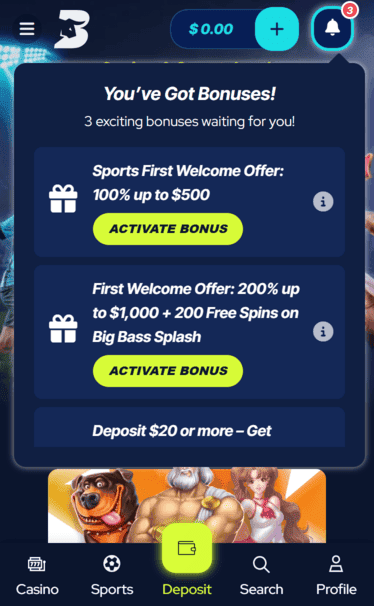 BetBeast Casino notification screenshot