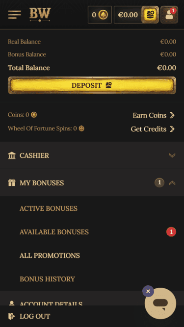 BetWest Casino Available Bonuses