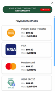 Cleawins casino deposit screenshot