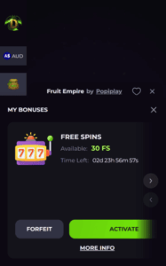 drakaris casino bonus screenshot