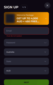drakaris casino reg screenshot