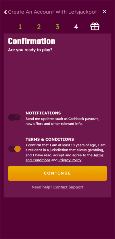 letsjackpot_casino_confirmation Let's Jackpot Casino Registration