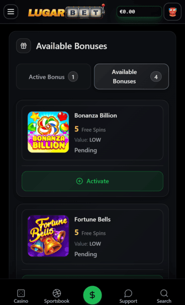 LugarBet Casino NDB Screenshot