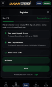 LugarBet Casino Registration screenshot
