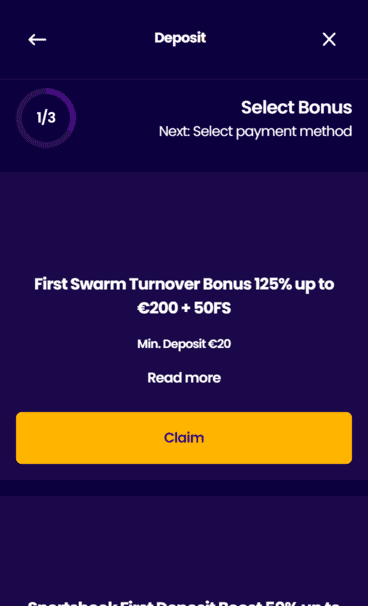 Wazbee casino welcome bonus screenshot