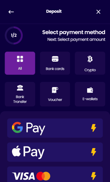 Wazbee casino deposit screenshot