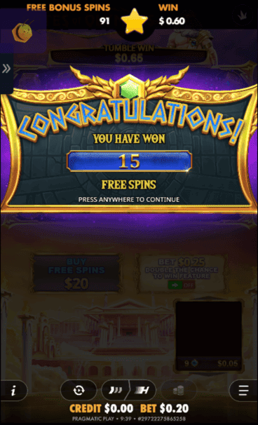 Wazbee casino free spins screenshot