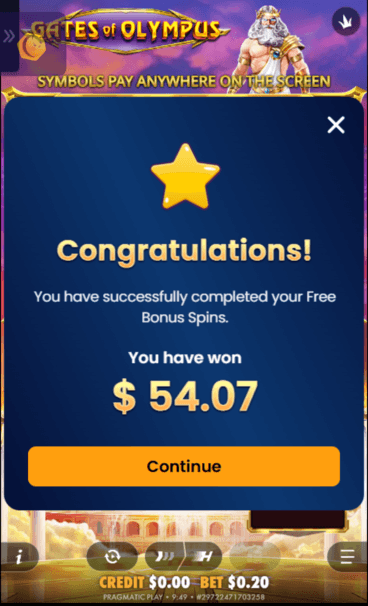 Wazbee casino win screenshot