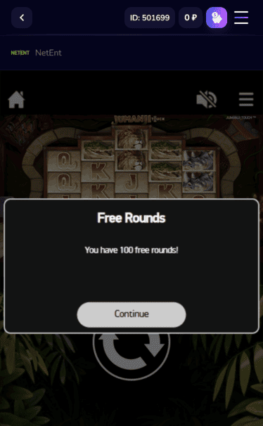 WinKey Casino Free Spins Screenshot