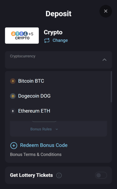 Winplace Casino depsoit screenshot