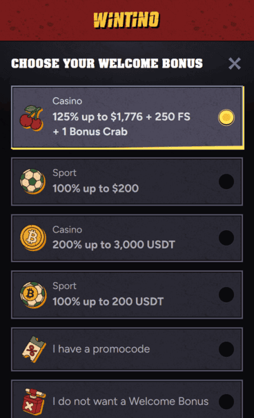 Wintino Casino WB Screenshot