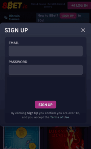 8Bet Caisno sign up screenshot