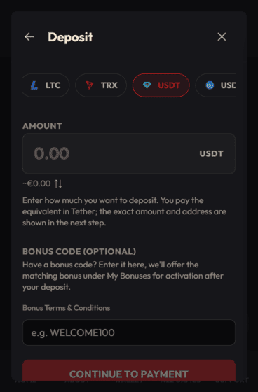 KnuckleKings Casino deposit screenshot