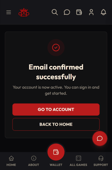 KnuckleKings Casino Verification Screenshot