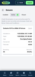 LoloCasino Active Bonuses