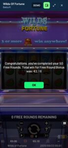 LoloCasino Free Spins Winnings