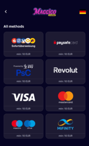 Maggico Casino Deposit Screenshot