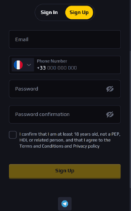 pandibet casino reg screenshot
