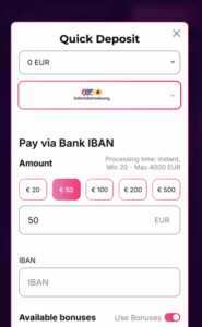 Run4Win Casino deposit screenshot