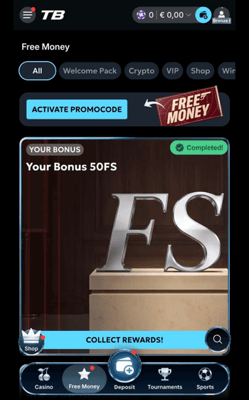 tweedbet casino claim screenshot