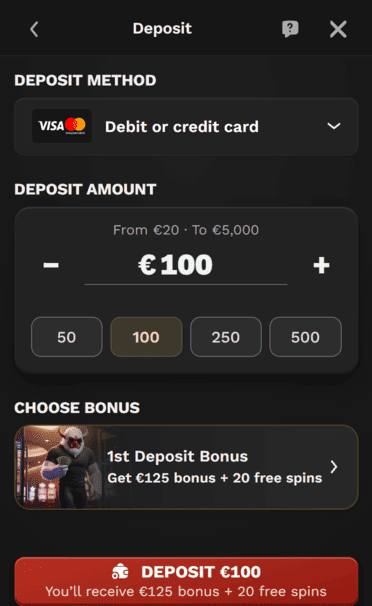 Bangawin casino cashier screenshot