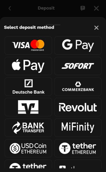 Bangawin Casino deposit screenshot