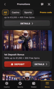 Bangawin casino welcome bonus screenshot