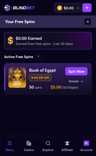 BlindBet Casino ndb screenshot