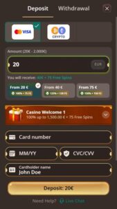 Royalzino Casino Cashier