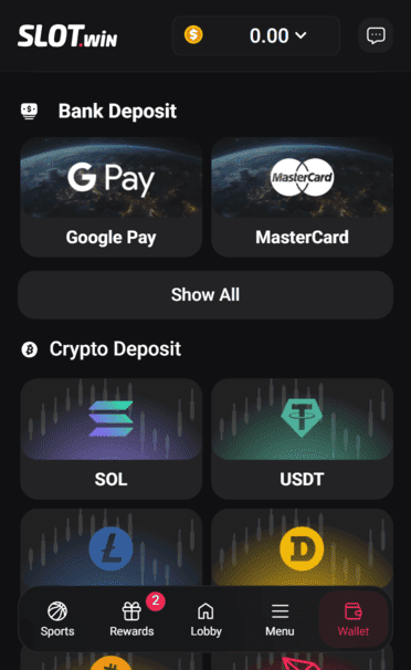 Slot.Win Casino Deposit Screenshot
